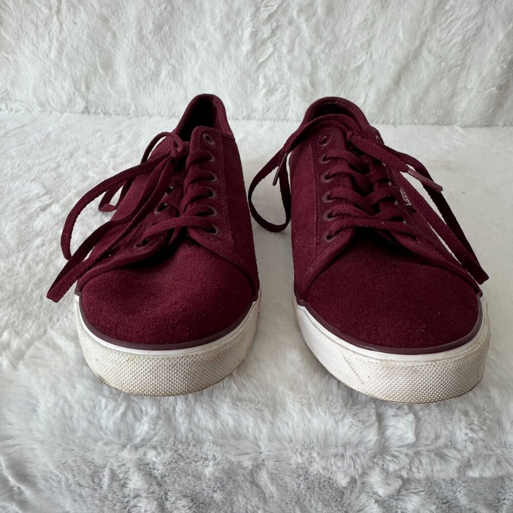 Vans Shoes Womens 6 Classic Skateboarding Sneakers Maroon Suede Leather Lace Up - Picture 2 of 8